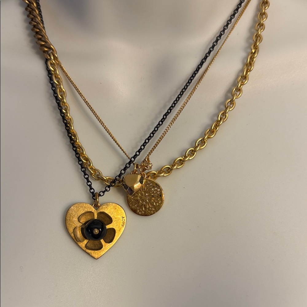 Juicy Couture Gold and Black Heart Pendant Necklace Set